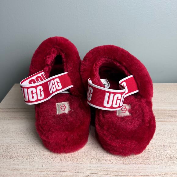 Ugg Fluff Yeah Slipper Slides Red size 9 Women's Shoes Sheepskin Slingback - Picture 9 of 10